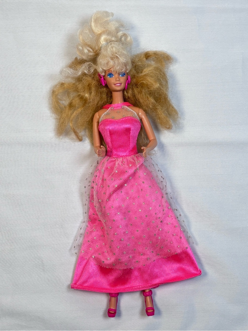 Barbie Hot Pink Sparkle Ball Gown with Sheer Overlay